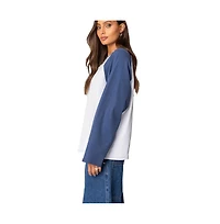 Edikted Womens Oversized Raglan Long Sleeve T Shirt