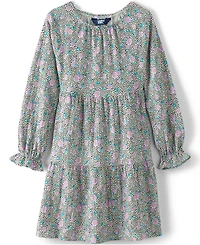 Lands' End Girls Long Sleeve Tiered Knit Dress