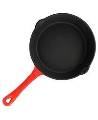 MegaChef Enameled Round 8 Inch PreSeasoned Cast Iron Frying Pan Orange