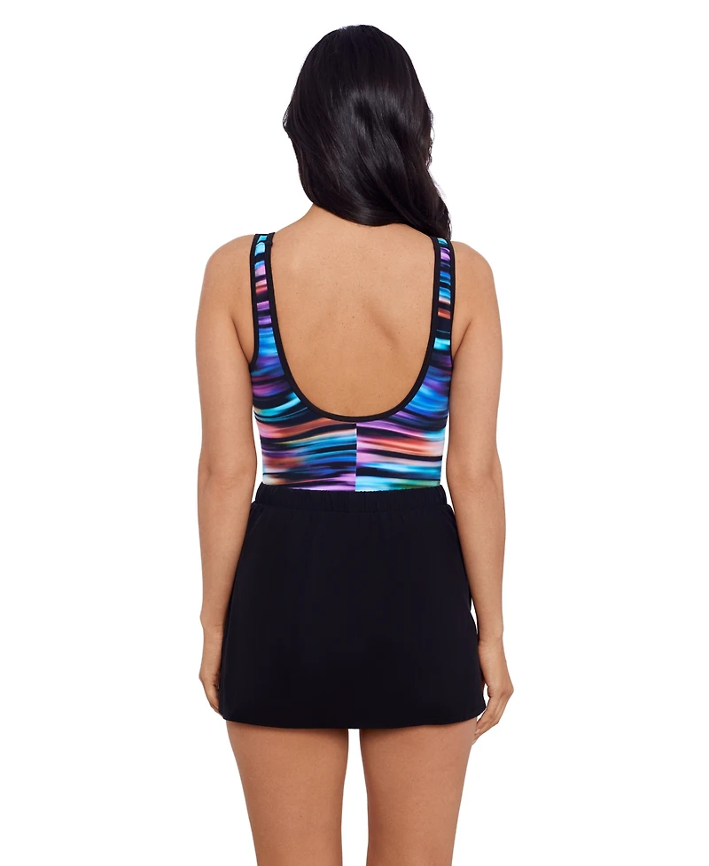 ShapeSolver Sport by Penbrooke Women's Sporty Binded Runaround One Piece Swimsuit