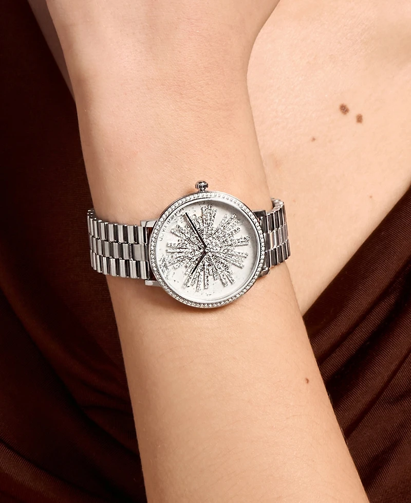 Olivia Burton Women's Ice Burst Silver-Tone Stainless Steel Bracelet Watch 35mm