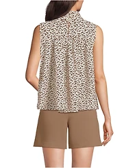 Lands' End Women's Cotton Voile Mock Neck Blouse