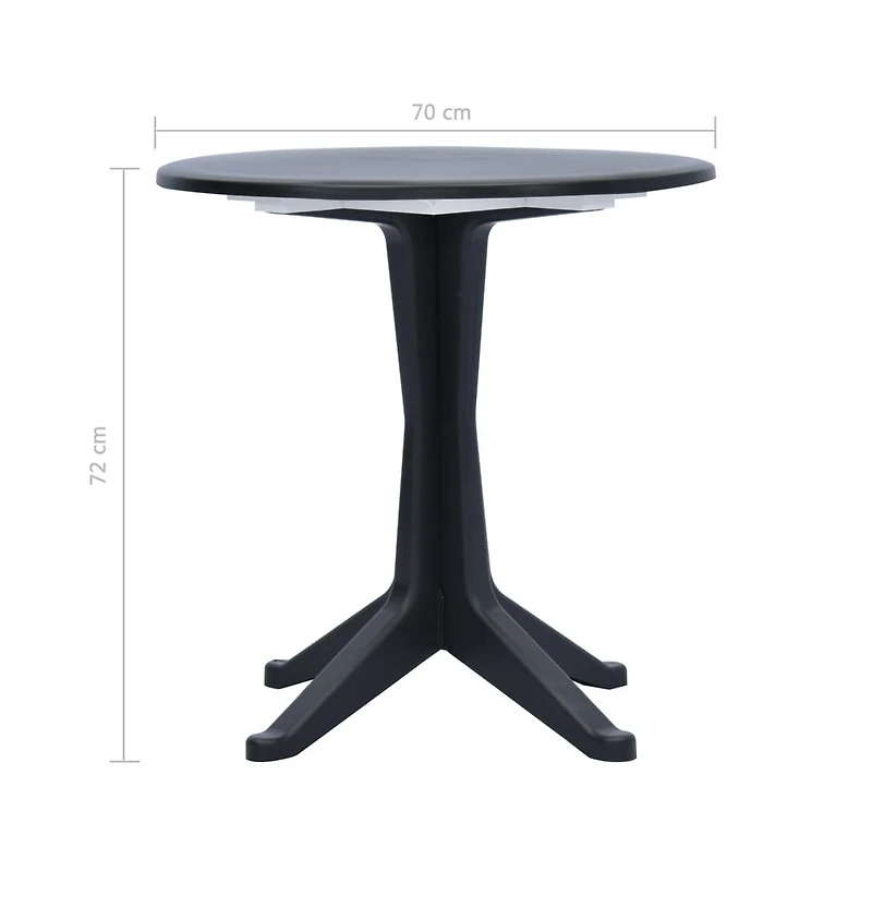vidaXL Patio Table Anthracite 27.6" Plastic