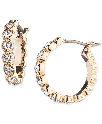 Lauren Ralph Lauren Gold-Tone Extra-Small Cubic Zirconia Tennis Hoop Earrings, 0.44"