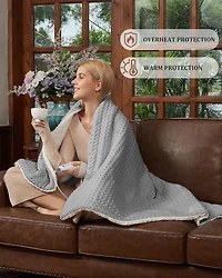 Caromio Full Waffle Sherpa Electric Heated Throw Blanket, 72" x 84"