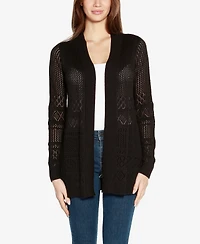 Belldini Women's Pointelle Long Sleeves Open Cardigan Sweater