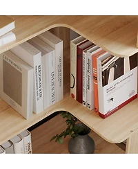 Famapy 7-Shelves Accent Bookcase, Open Back Bookshelf, Corner Bookcase