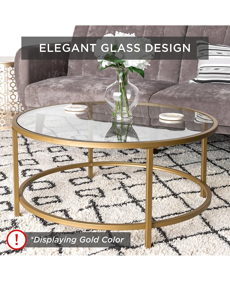 Best Choice Products 36in Round Tempered Glass Coffee Table for Home, Living Room, Dining Room