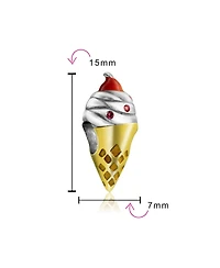 Bling Jewelry Multi Color Ice Cream Cone Charm Bead Two Tone 14K Gold Plated .925 Sterling Silver Fits European Bracelet