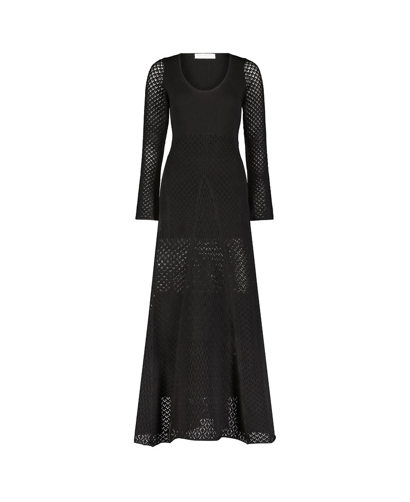 Women's Scoop Neck Long Sleeve Knit Maxi Dress
