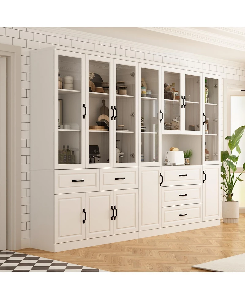 Famapy 19-Shelf Wood Standard Bookcase With Adjustable Shelves,5 Drawers