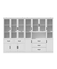 Famapy 19-Shelf Wood Standard Bookcase With Adjustable Shelves,5 Drawers