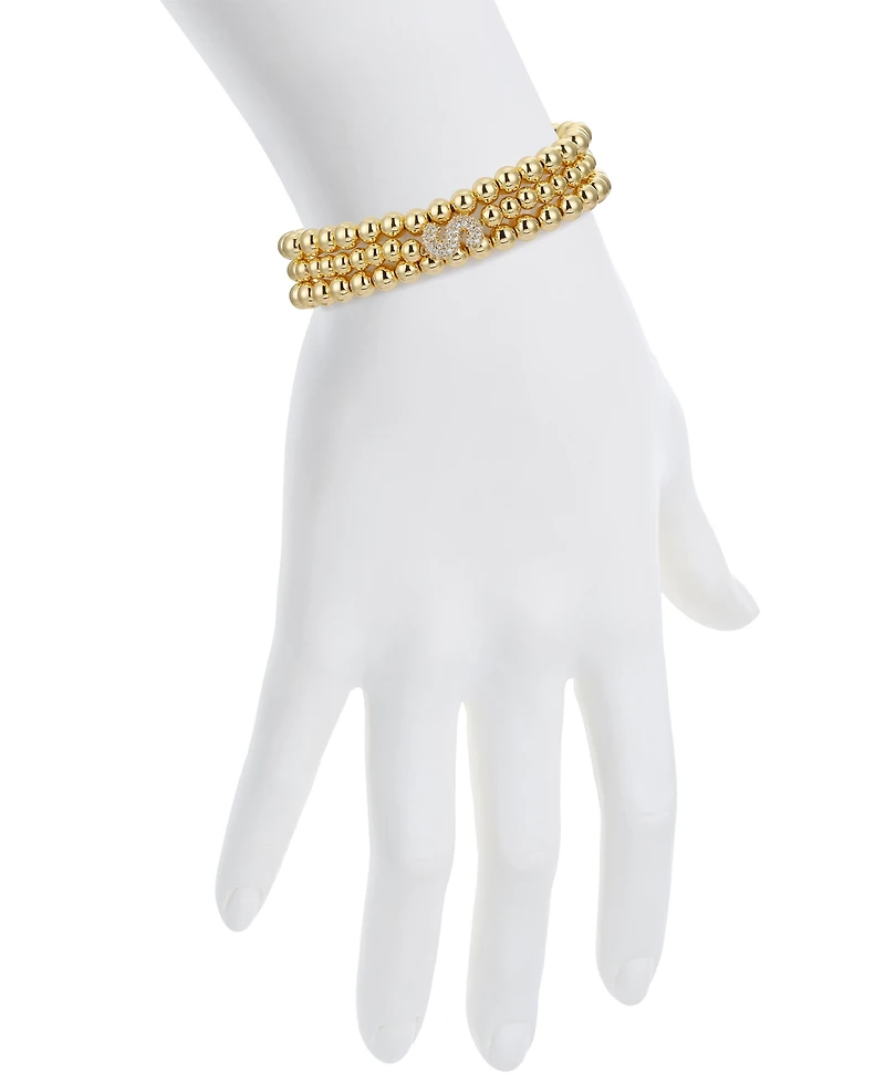 Unwritten Cubic Zirconia Bubble Initial Stretch Bracelet Set