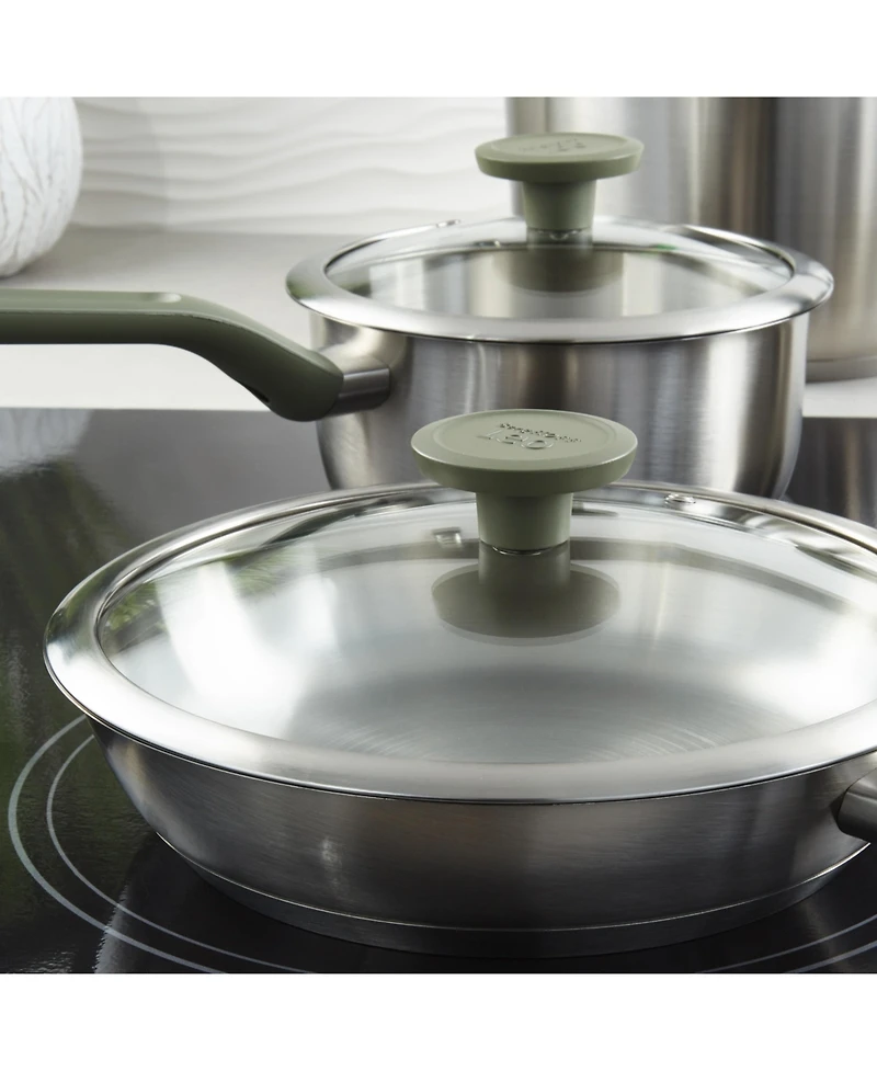 BergHOFF Leo Bolt 8pc Recycled Stainless Steel Cookware Set, Green