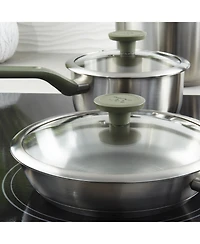 BergHOFF Leo Bolt 8pc Recycled Stainless Steel Cookware Set, Green
