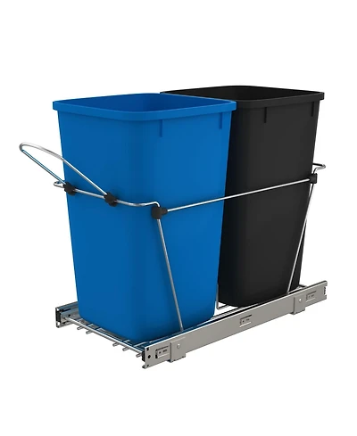 Rev-a-shelf Double Pullout Trash Can 27 qt. for Kitchen, Blue, Rv-15KD-2218C-S