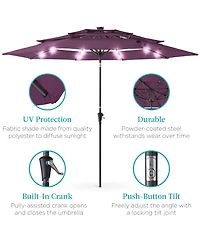 Best Choice Products 10ft 3-Tier Solar Patio Umbrella w/ 24 Led Lights, Tilt Adjustment, Easy Crank