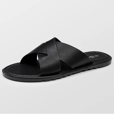 Alpine Swiss Men's Hugo Faux Leather Slide Sandals Dressy Comfortable Shoes