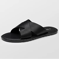 Alpine Swiss Men's Hugo Faux Leather Slide Sandals Dressy Comfortable Shoes