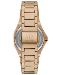 A|X Armani Exchange Unisex Quartz Three-Hand Rose Gold-Tone Stainless Steel Watch 34mm
