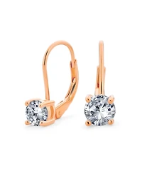 Bling Jewelry Traditional Round 1CT Cz Solitaire Drop Earrings Gold Plated .925 Sterling Silver Leverback