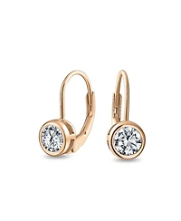 Bling Jewelry Traditional Round 1CT Cz Solitaire Drop Earrings Gold Plated .925 Sterling Silver Leverback
