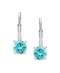 Bling Jewelry Traditional Round 1CT Cz Solitaire Drop Earrings Gold Plated .925 Sterling Silver Leverback