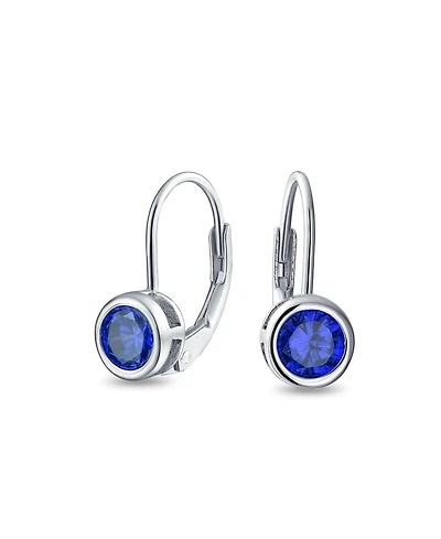 Bling Jewelry Dainty 0.50CTW Round Bezel Cubic Zirconia Cz Solitaire Dangle Drop Earrings Lever Back Rose Gold Plated .925 Sterling Silver