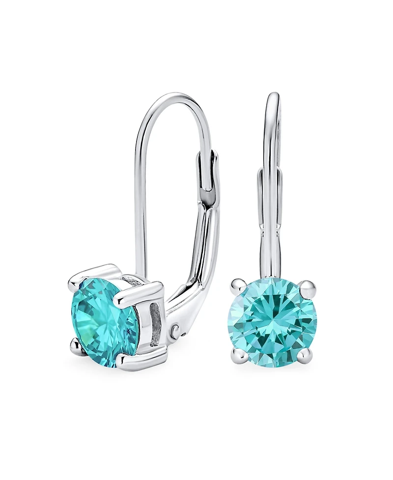 Bling Jewelry Traditional Round 1CT Cz Solitaire Drop Earrings Gold Plated .925 Sterling Silver Leverback