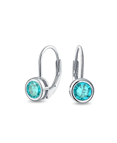 Bling Jewelry Dainty 0.50CTW Round Bezel Cubic Zirconia Cz Solitaire Dangle Drop Earrings Lever Back Rose Gold Plated .925 Sterling Silver