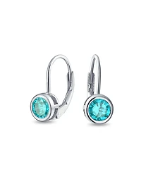 Bling Jewelry Dainty 0.50CTW Round Bezel Cubic Zirconia Cz Solitaire Dangle Drop Earrings Lever Back Rose Gold Plated .925 Sterling Silver