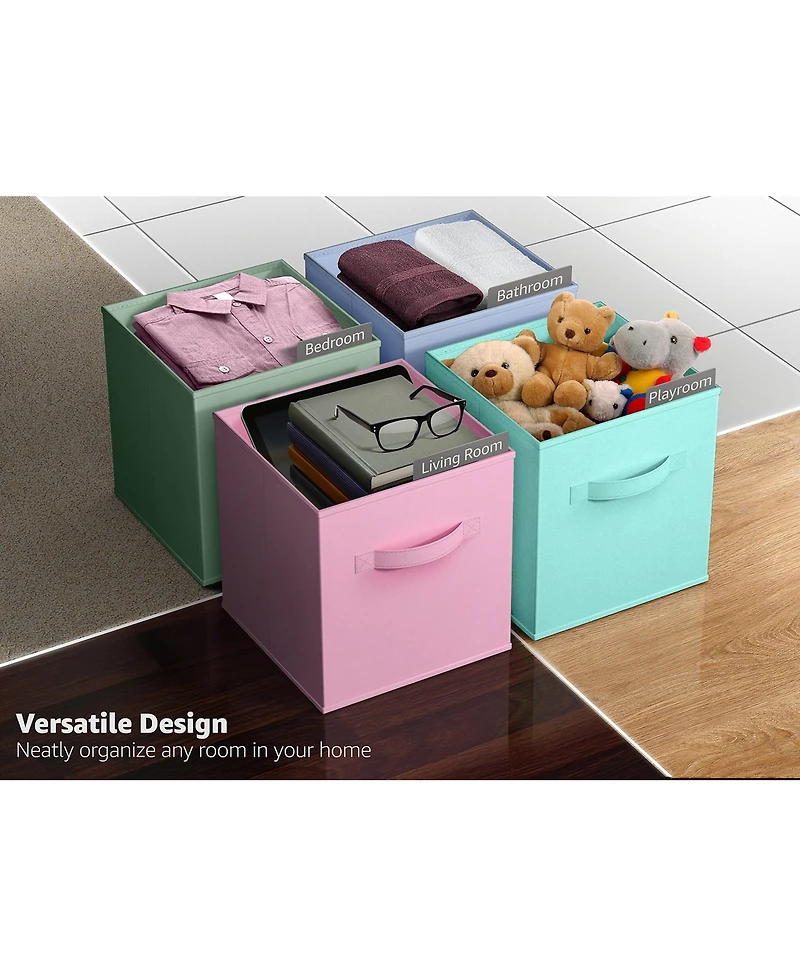 Sorbus 11 Inch 12 Pack Sturdy Collapsible Fabric Storage Cubes with Handle - for Organizing Clothes, Toys, Books, Shelves & more