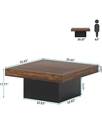 Tribesigns Led Coffee Table, Square Coffee Table Wood Low Coffee Table for Living Room