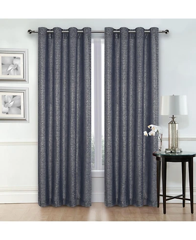 Kate Aurora Glam Chic Living 2 Pack Metallic Foil Sparkle Slub Sheer Grommet Top Curtain Panels