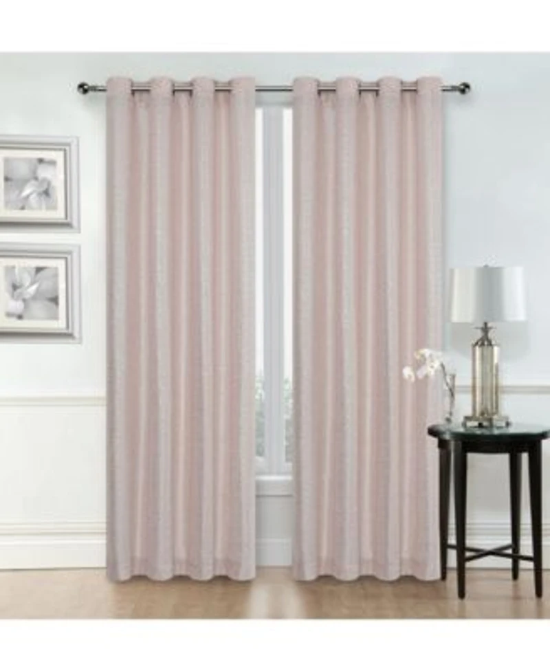 Kate Aurora Glam Chic Living 2 Pack Metallic Foil Sparkle Slub Sheer Grommet Top Curtain Panels