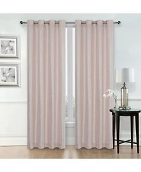 Kate Aurora Glam Chic Living 2 Pack Metallic Foil Sparkle Slub Sheer Grommet Top Curtain Panels