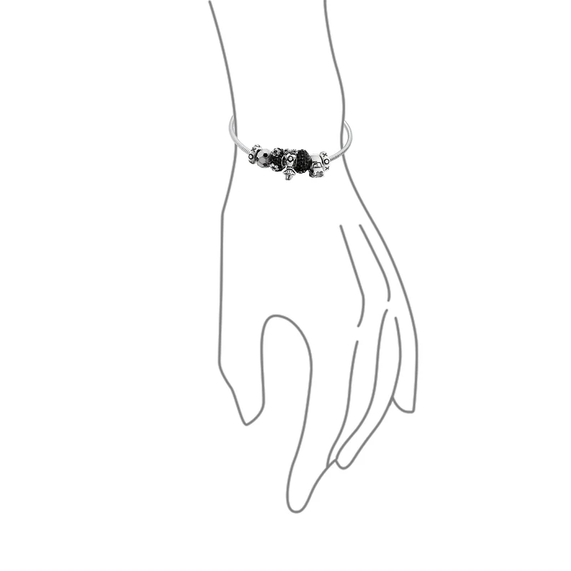 Bling Jewelry Black White Soccer Mom Charm Bracelet with Cheerleader Beads