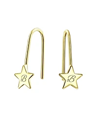 Bling Jewelry Minimalist Tiny Celestial Usa Patriotic Rock Star Threader Earrings 14K Yellow Gold