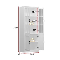 Famapy White Wooden 6 Shelves Standard Bookcase, Storage Cabinet