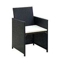 vidaXL 4 Piece Patio Lounge with Cushions Set Poly Rattan Black