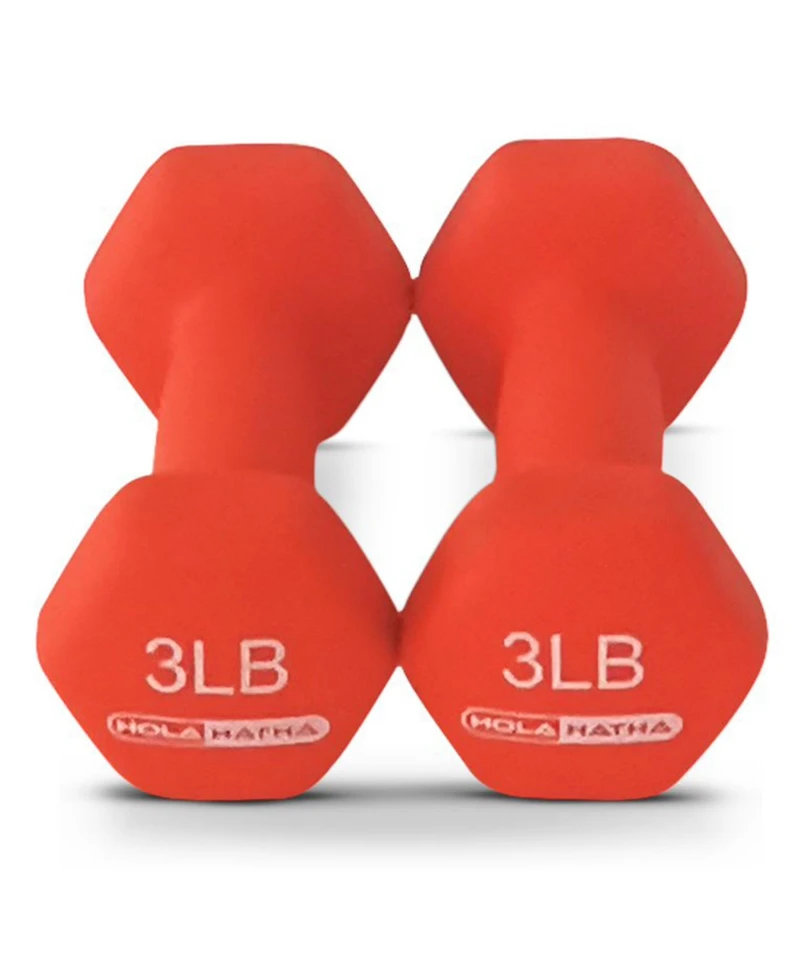 HolaHatha 3, 5, and 8 Pound Dumbbell Hand Weight Set with Storage Rack, Multi