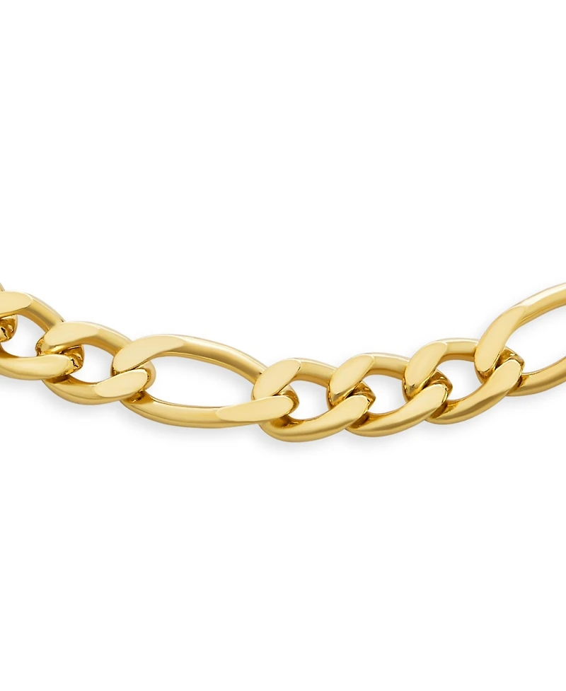 Bling Jewelry Traditional 7MM Flat Figaro Link Bracelet 180 Gauge Shinny Polished Yellow Gold Plated Brass
