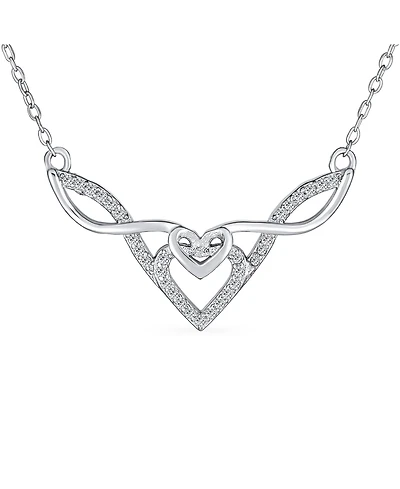 Bling Jewelry Good Luck Friendship Cz Accent Heart Trinity Irish Love Knot Infinity Celtic Necklace Collar Pendant Couples .925 Sterling Silver