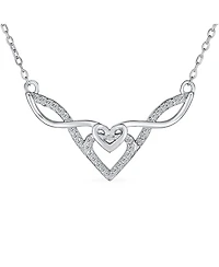 Bling Jewelry Good Luck Friendship Cz Accent Heart Trinity Irish Love Knot Infinity Celtic Necklace Collar Pendant Couples .925 Sterling Silver