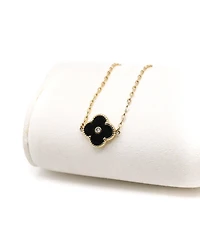 Bowood Lane Non-Tarnishing Black Clover Necklace