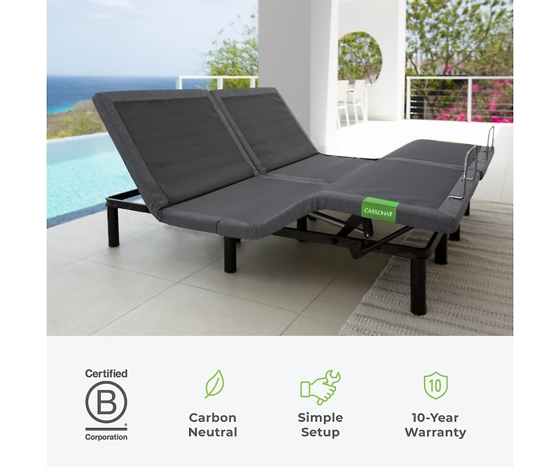 Cariloha Resort Adjustable Mattress Base | Split King | 6", 9", 12" | Viscose Material | Multiple Adjustments, 4 Usb Ports, Led Lighting
