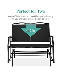 Best Choice Products 2-Person Outdoor Swing Glider, Steel Patio Loveseat, Bench Rocker w/ Armrests