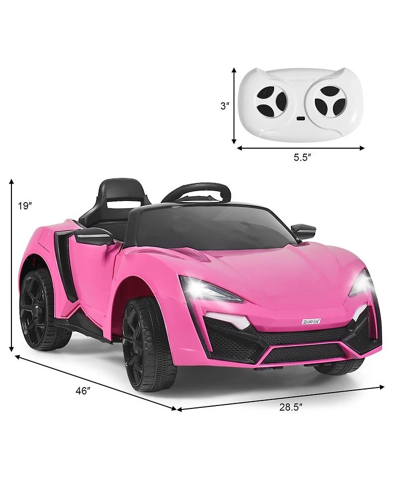 12V Kids Ride On Car 2.4G Rc Electric Vehicle w/ Lights MP3 Openable Doors