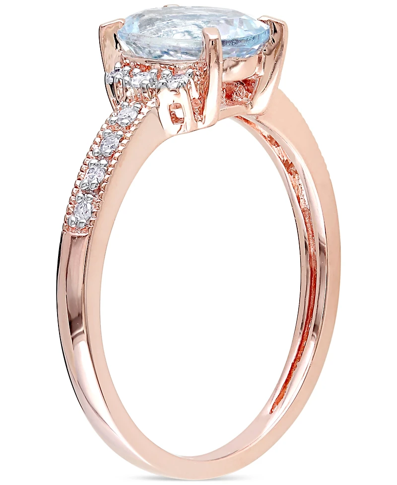 Morganite (1-1/7 ct. t.w.) and Diamond (1/20 Ring 18k Rose Gold Over Sterling Silver (Also available Aquamarine)