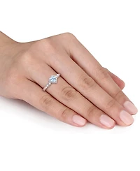 Lab-Grown Blue Sapphire (1/4 ct. t.w.), White (1/8 & Diamond Accent Heart Ring Sterling Silver
